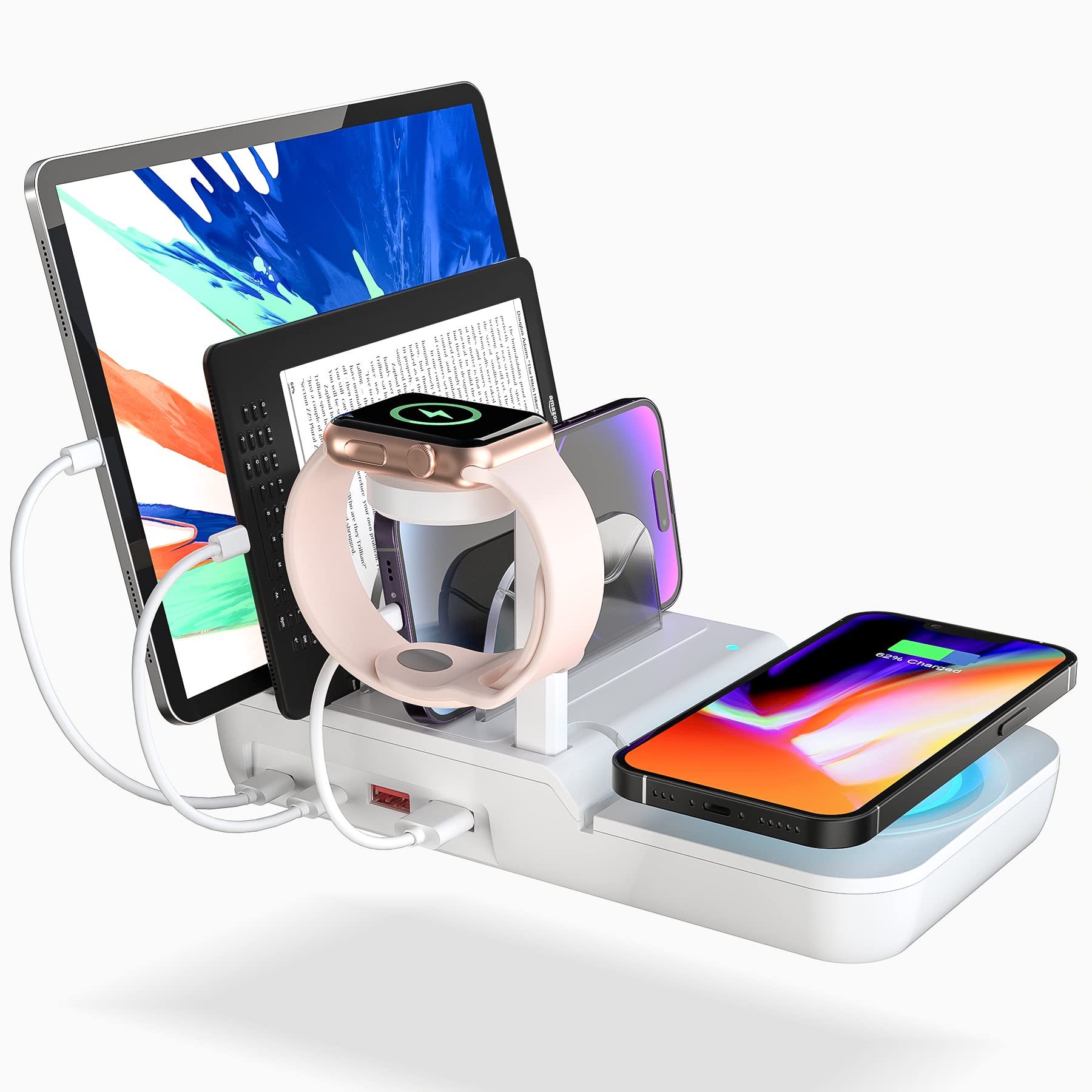 5-in-1 Fast Charging Station with 10W Wireless Charger & 30W USB-C PD for iPad & iPhone
