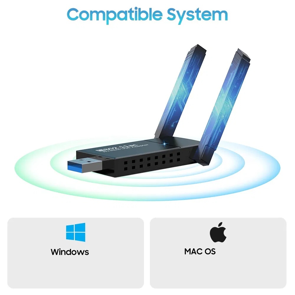 USB 3.0 Wireless WIFI Adapter 1300Mbps Long Range Dongle Dual Band 5Ghz Network - Image 9
